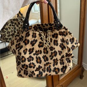 Leopard Print fur Women's Bag vintage